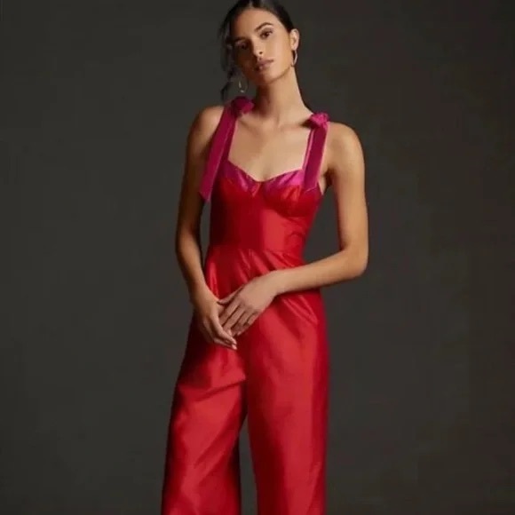 Hutch Pants - Hutch Anthropologie Red and Pink Jumpsuit